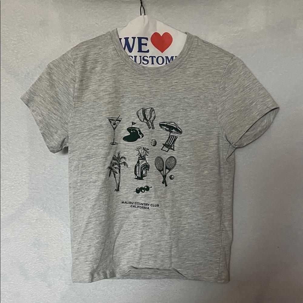 SHEIN Gray Graphic T-Shirt/ Baby Tee